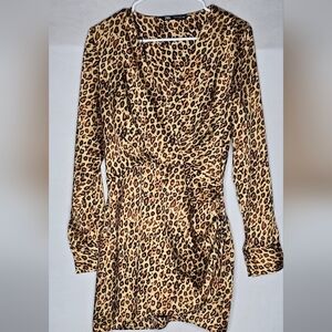 Zara Animal Print Cheetah Leopard Mini Wrap Dress - M